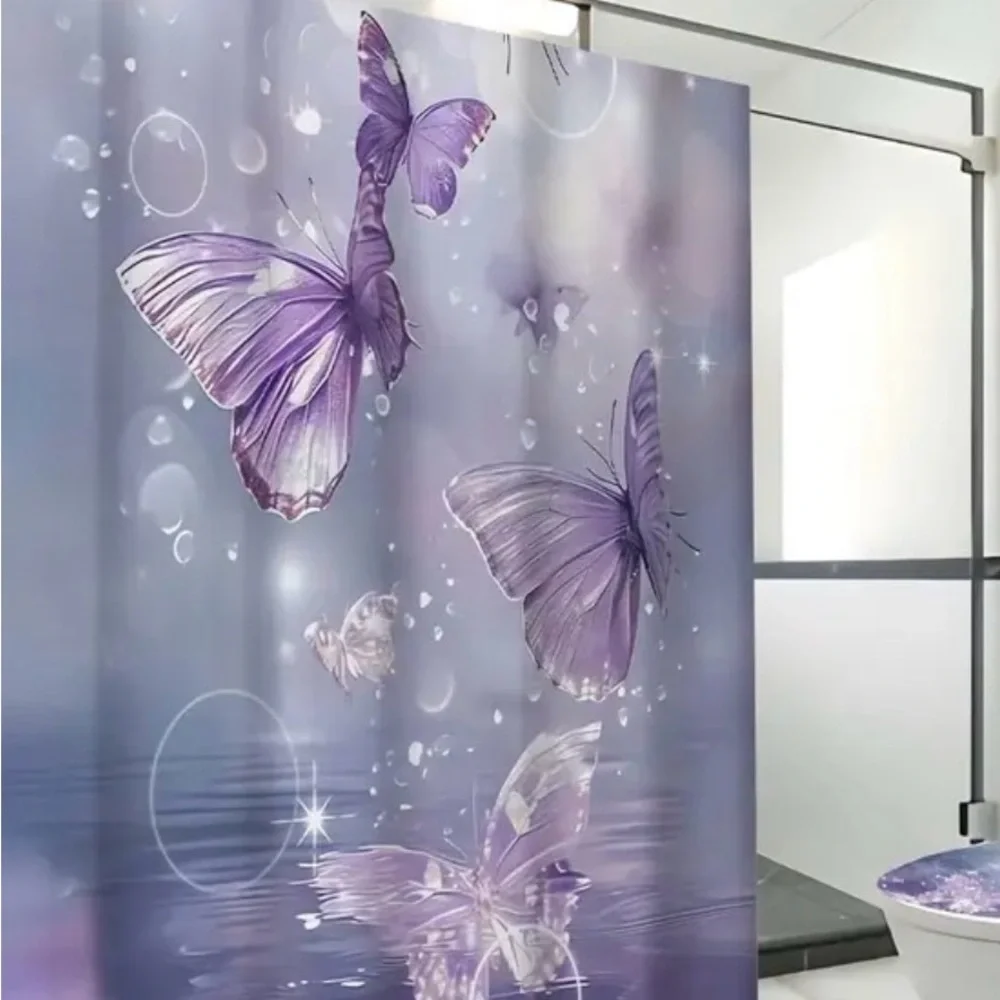 Purple Butterfly Shower Curtain